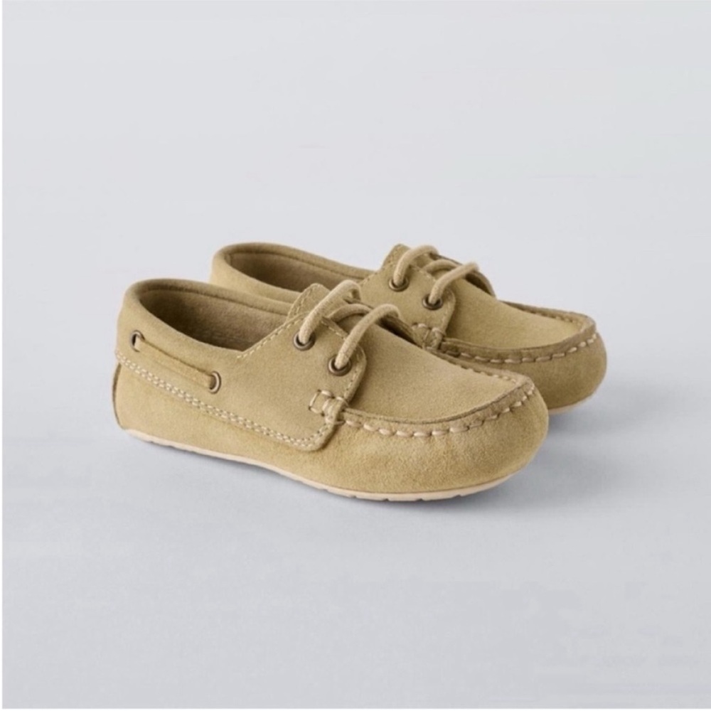 Zara Kids, Sandy Brown, LEATHER LOAFERS, 10½ (6.6 inches